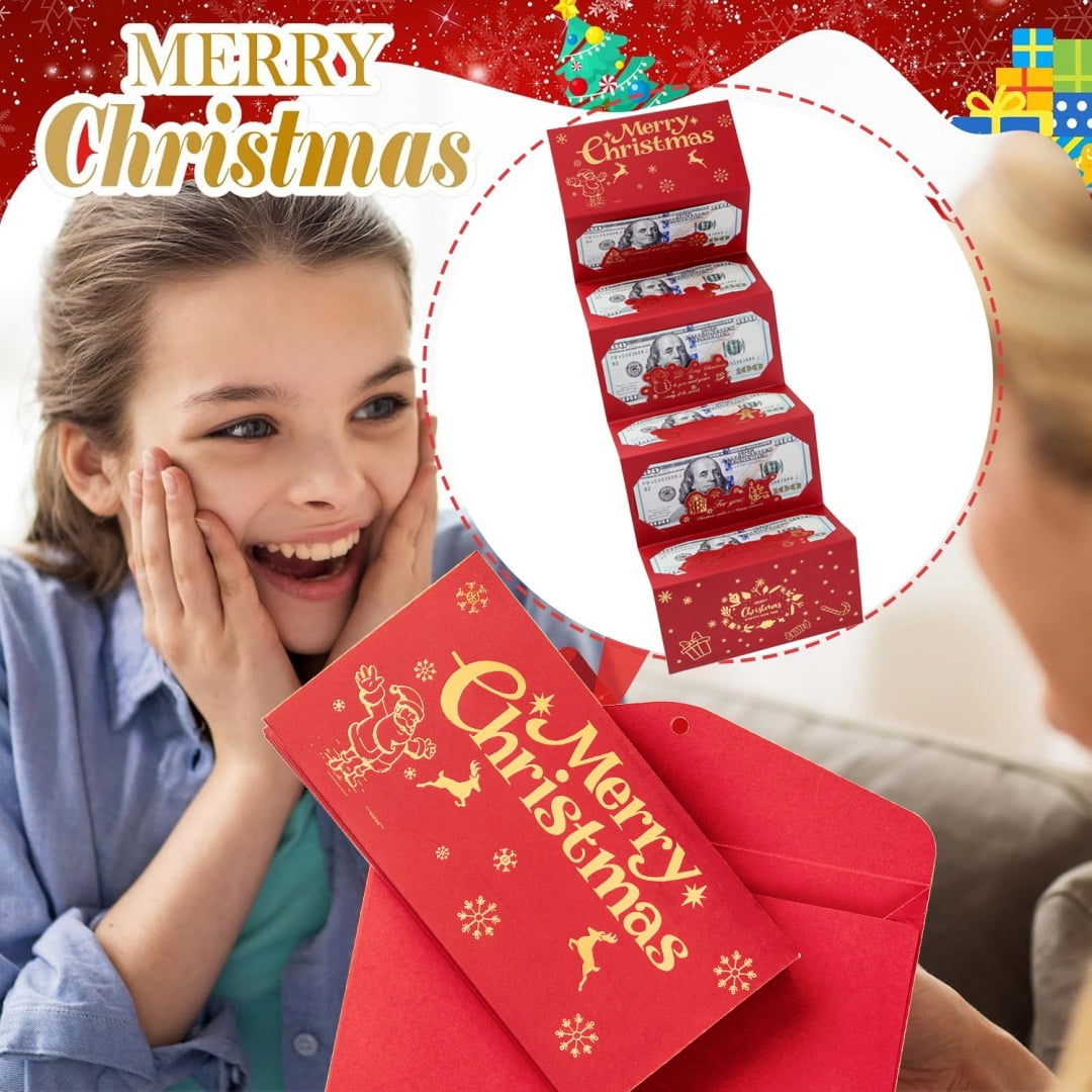Christmas Cash Gift Envelopes, 2025 New Creative Christmas Card Money Holders for Cash Surprise Envelope, Xmas with 10 Slots for Santa Supplies, Party Gifts for Men Women Girls Boys