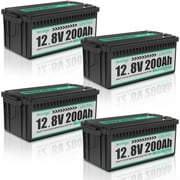 LiFePO4 Battery 200Ah 2560Wh Lithium RV Batteries 4PACK 12V 5000+ Deep Cycle Built-in 100A BMS