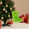 thumbnail image 4 of Christmas Green Hanging Faux Fur Stockings Treat Bag Candy Pouch Holder for Xmas Tree Holiday Party Supplies, 4 of 6