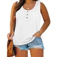 thumbnail image 2 of Holzkary Womens Plus Size Tank Tops Summer Sleeveless Henley T-Shirts Tops Casual Button Down Tunics Shirts Summer Sleeveless Printed Plus Size Tank Tops Loose Crew Neck Vest T Shirts Tee White 4Xl, 2 of 6