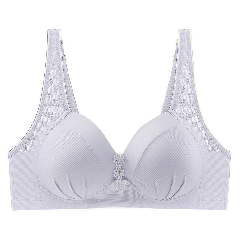 dmqupv Push Up Bras for Women No Steel Ring Thin Women Bra Solid Color  Embroidered Decoration Breathable Gathers Underwear Comfort Bra D 42/95BC 