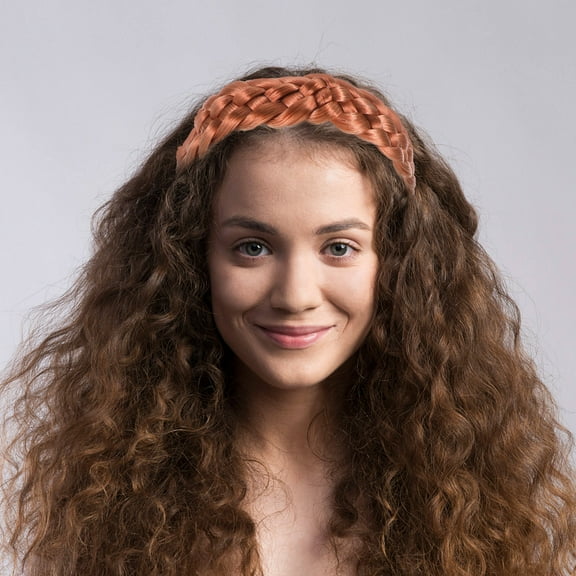 ELAYARD Elastic Braided Hair Band Coffee Color Handmade Headpiece for Elegant Looks