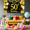 thumbnail image 6 of Golden 50th Birthday Banner with Balloons Stars Presents Background, Party Supplies for Birthday Party Photography Props Decorations Happy Birthday Event Celebration, 6 of 7