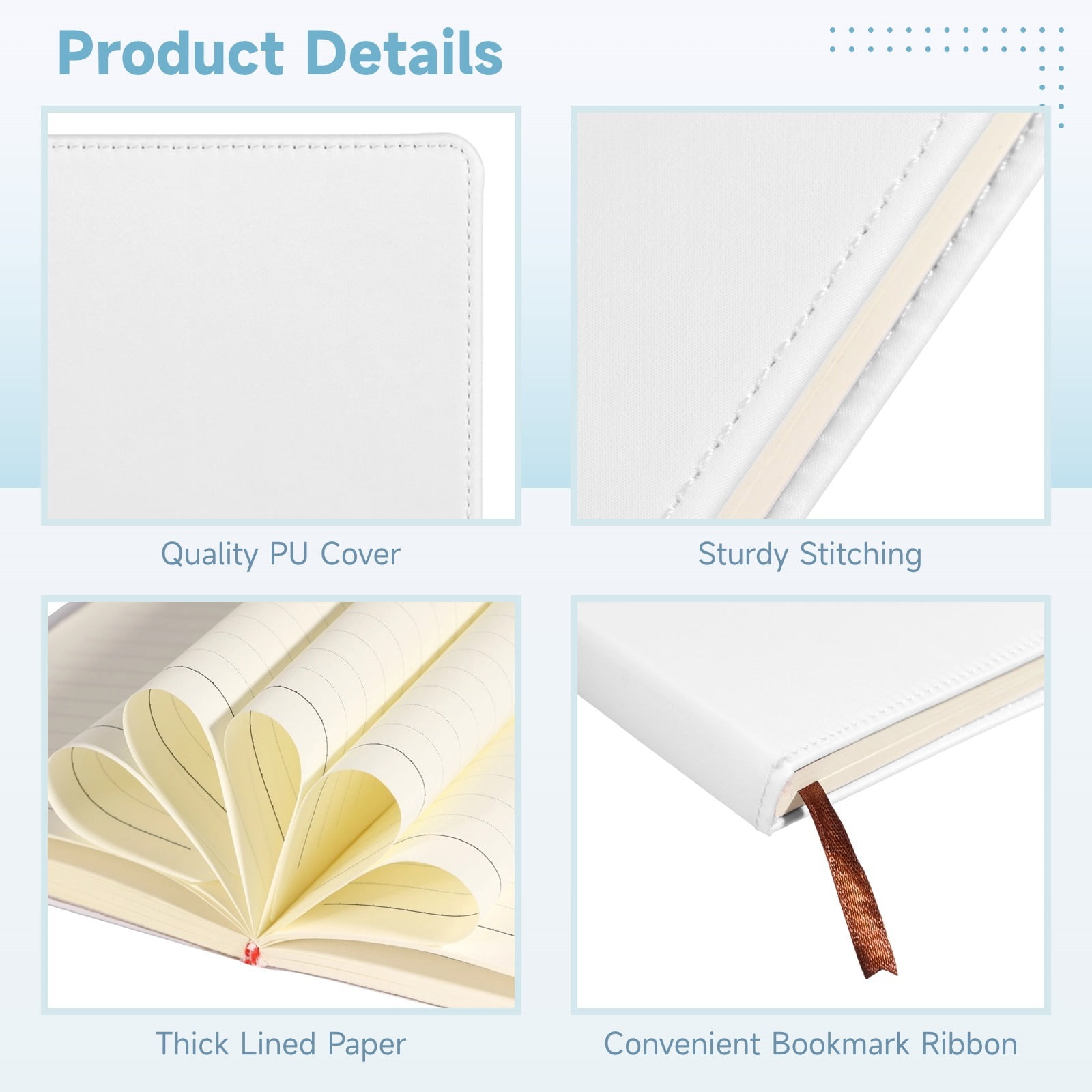 12Pcs A6 100 Sheets Sublimation Blank Notebooks, Hardcover PU Journal for Note Taking Plan Making Diary Writing