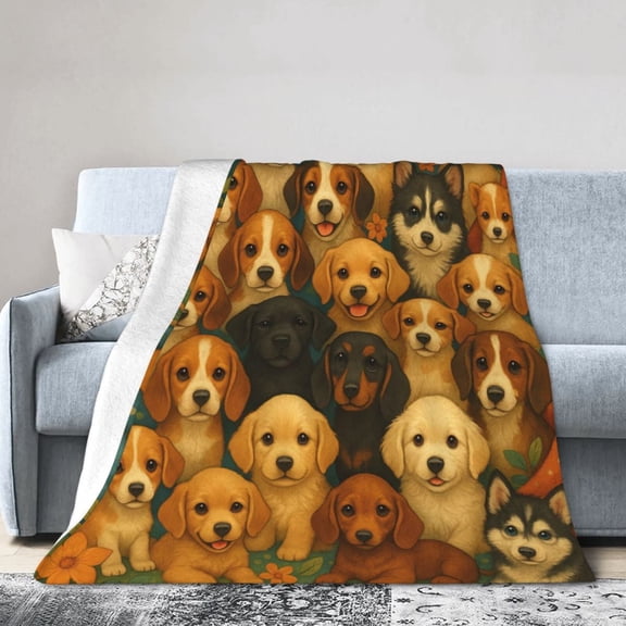 Throw Blanket for Bed Couch Sofa, Fuzzy Soft Cozy Blankets and Throws Warm Lightweight Plush Blanket for Women Men,Cute Dogs Pattern 50x40