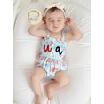 thumbnail image 5 of Infant Newborn Baby Girls Fourth of July Outfits Sleeveless Frill Smocked Romper + Headband Set Newborn Clothes, 5 of 9