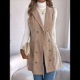 thumbnail image 4 of Vestido de Mujer Color Caqui con Bloques de Color, Otoño, Larga, Rayas, Blazer Falso para Mujer. Caqui M, 4 of 10