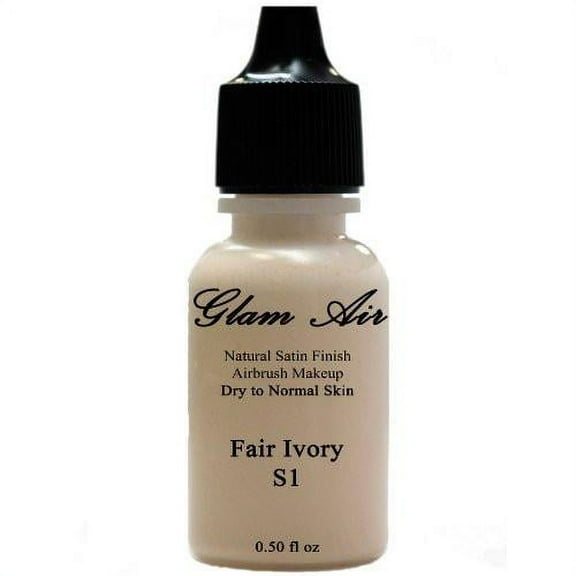 Glam Air Water-based Satin S1 Fair Ivory Makeup Foundation, Airbrush Makeup - 0.50 Oz Bottle