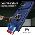 thumbnail image 6 of Armor Case for Samsung S24 Ultra Heavy Duty Kickstand Case with Rotate Ring Stand & Card Holder Slot,Support Magnetic Car Mount Shockproof Rugged Back Phone Case For Samsung Galaxy S24 Ultra, Blue, 6 of 7