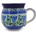 thumbnail image 3 of Polish Pottery Bubble Mug 12oz Polmedia Gentian Wreath Theme UNIKAT Hand Painted in Boleslawiec, Poland + Certificate of Authenticity, 3 of 6
