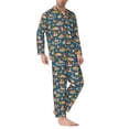 thumbnail image 2 of Fuzoiu Beach Dog Print Men's Long-Sleeved Pajama,Lounge Button Down Nightwear,Mens Notch Collar Pajama Set -XX-Large, 2 of 7