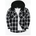 thumbnail image 2 of Plaid Shirt Men Button Down Long Sleeve Hoodie Lightweight Stylish Jacket Shirts Classic Checkered Hooded Shacket with Pocket OIOLOYJM Gray 2XL, 2 of 4