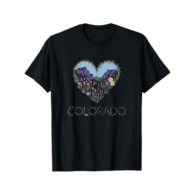 Colorado Floral Heart - Rocky Mountain Lovers' Souvenir T-Shirt men and women can wear, black, white, gifts
