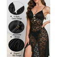 thumbnail image 4 of Ausing Womens Lingerie Lace Babydoll Nightgown Ruffle Hem Chemise Halter Side Slits Mesh See Through V Neck Nightwear Sleepwear Boudoir Outfits Black S, 4 of 6