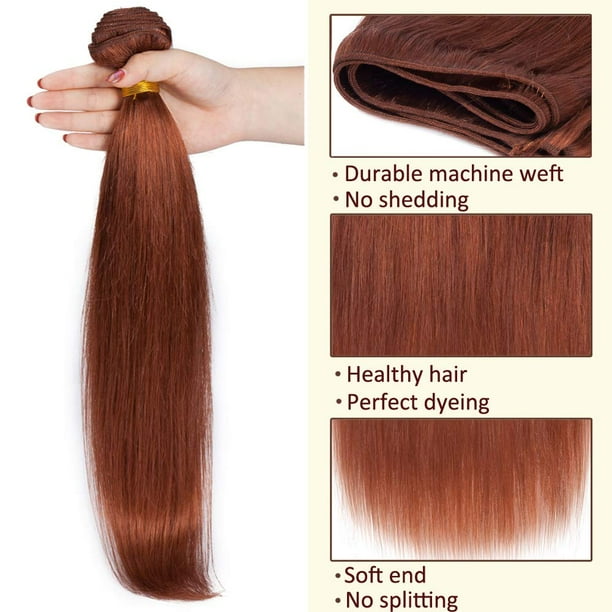 18-Inch Human Hair Sew-In Extensions, Silky Straight Weft, 100 Grams Kinky Straight Bundles Human Hair 16 18 20 Inch 100  main image 4