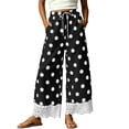 thumbnail image 2 of UKHCCC Wide Leg Pants for Women Polka Dot with Pockets Elastic Waist Lace Hem Palazzo Trousers Flowy Boho Chic Casual Summer Office Work Stretchy Cotton S-3XL, 2 of 9