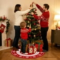 thumbnail image 5 of Christmas Tree Skirt 48 Inches Red Xmas Soft Cover Mat Decor Retro Xmas Tree Skirt for New Year Holiday Ornaments Indoor Outdoor Decorations (Snowflake Reindeer), 5 of 6