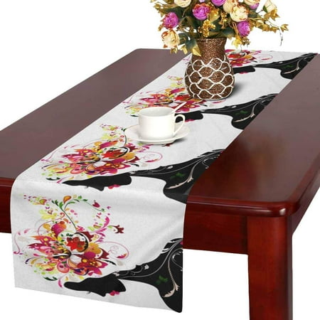 

MKHERT Harmony Girl with Floral Hair Modern Futuristic Design Table Runner Home Decor for Kitchen Dining Wedding Party 16x72 Inch