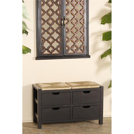 Heather Ann Creations W22302 Blkn Vale Seagrass Top Storage Bench