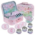 thumbnail image 1 of 15 Piece Girls Pretend Toy Tin Tea Set Carrying Case Ballea, 1 of 8