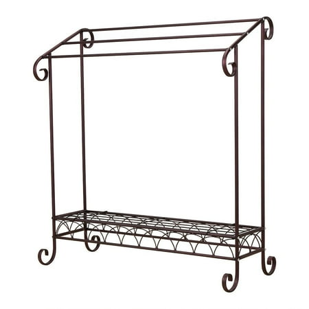 - Free Standing Floor Towel Holder Bathroom Towel Drying Stand with Bottom Shelf