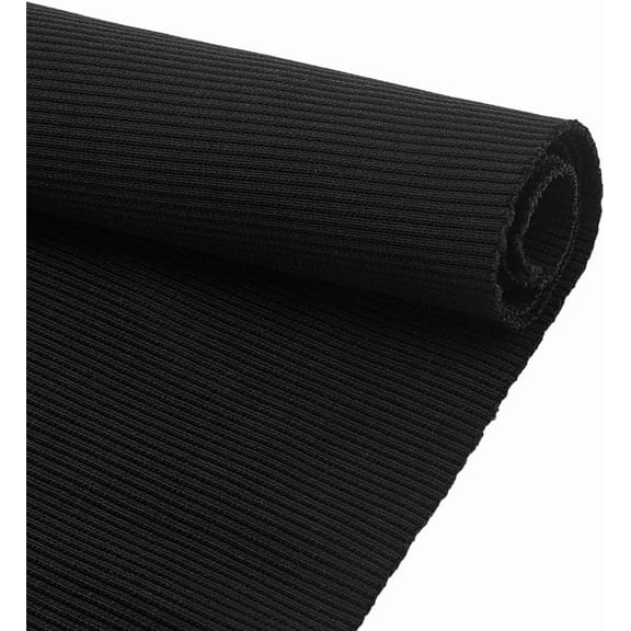 Black Ribbing Fabric for Cuffs Elastic Rib Knit Fabrics 46.5x21.8 Inch Stretchy Fabric Waistband Fabrics for Collar Trim Sewing Neckband Jacket Hoodies Clothing Accessories