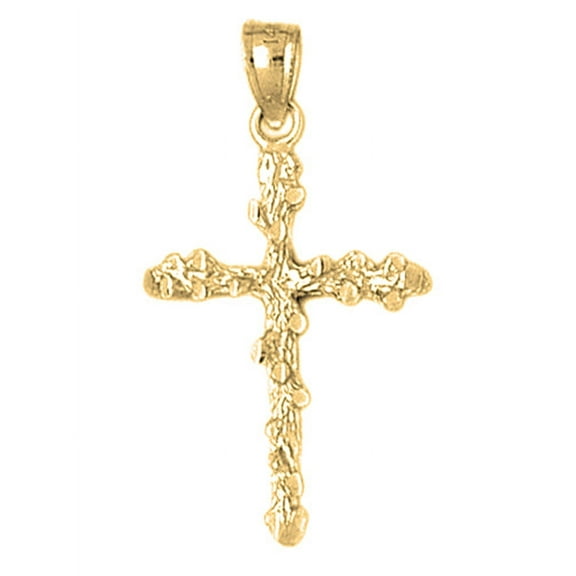 18K Yellow Gold Nugget Cross Pendant - 29 mm