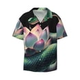 thumbnail image 2 of Lsque Snake Holding A Lotus print Men's Cuban Collar Short Sleeve Shirt Summer Beachwear Casual Button Down Fashionable Vacation Leisure Shirt-3X-Large, 2 of 7