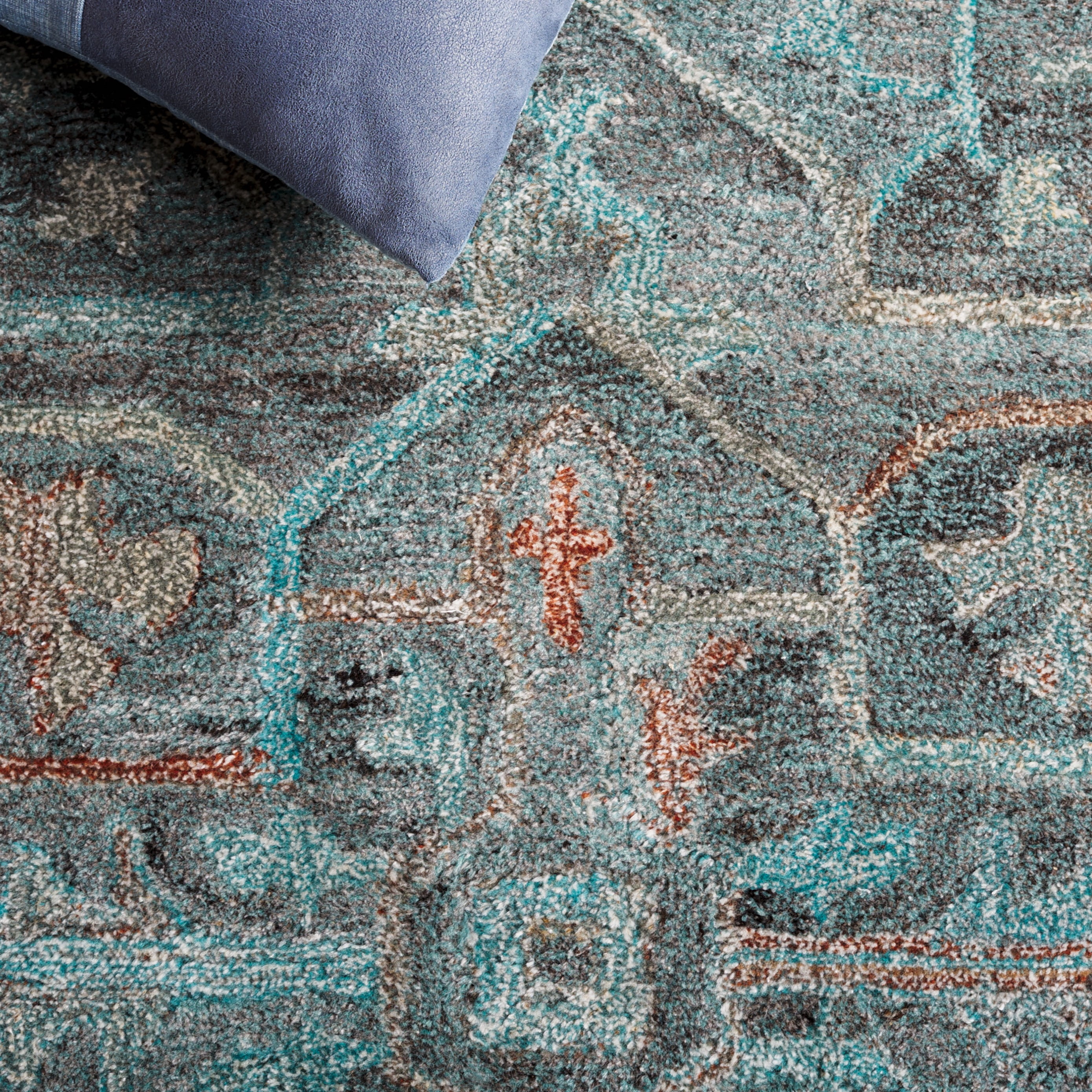 SAFAVIEH Anatolia Kimberly Distressed Area Rug, Teal/Brown, 8' x 10'