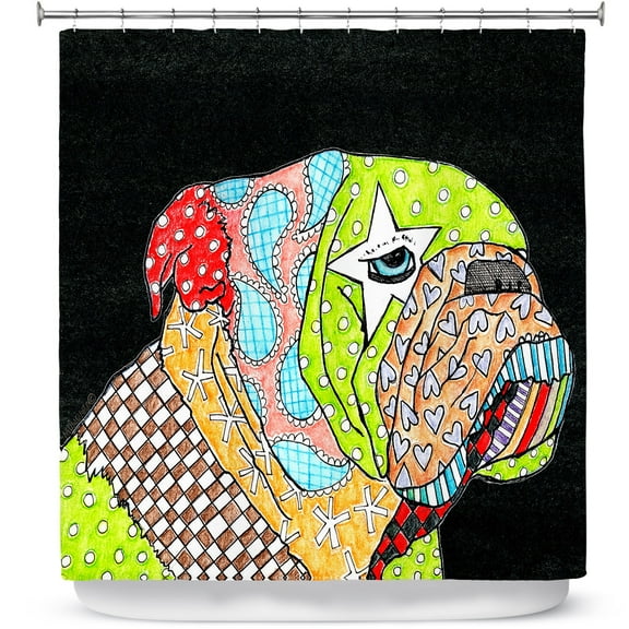 Shower Curtains 70" x 84" from DiaNoche Designs by Marley Ungaro - English Bulldog Black