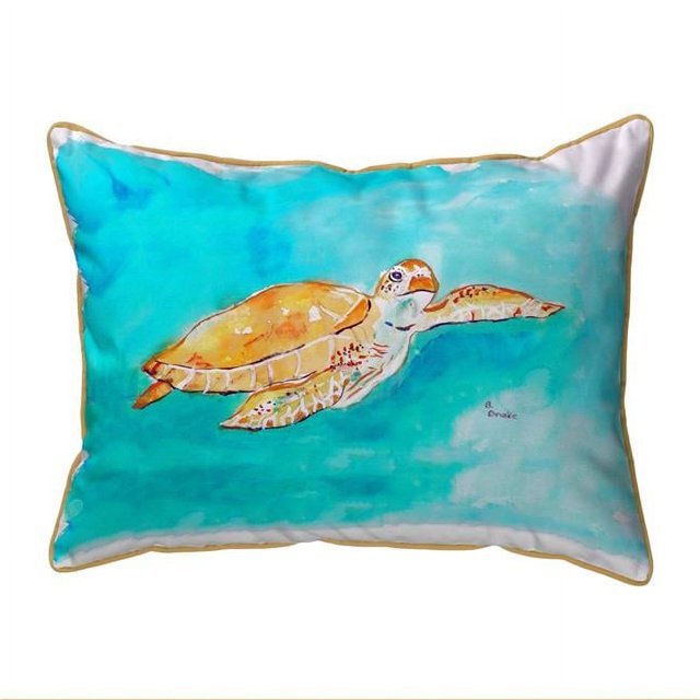 Betsy Drake SN156 11 x 14 Po Tortue de Mer Brune Petit Oreiller Intérieur et Extérieur