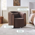 thumbnail image 4 of Walker Edison Modern Upholstered Swivel Barrel Armchair, Cafe Noir, 4 of 15