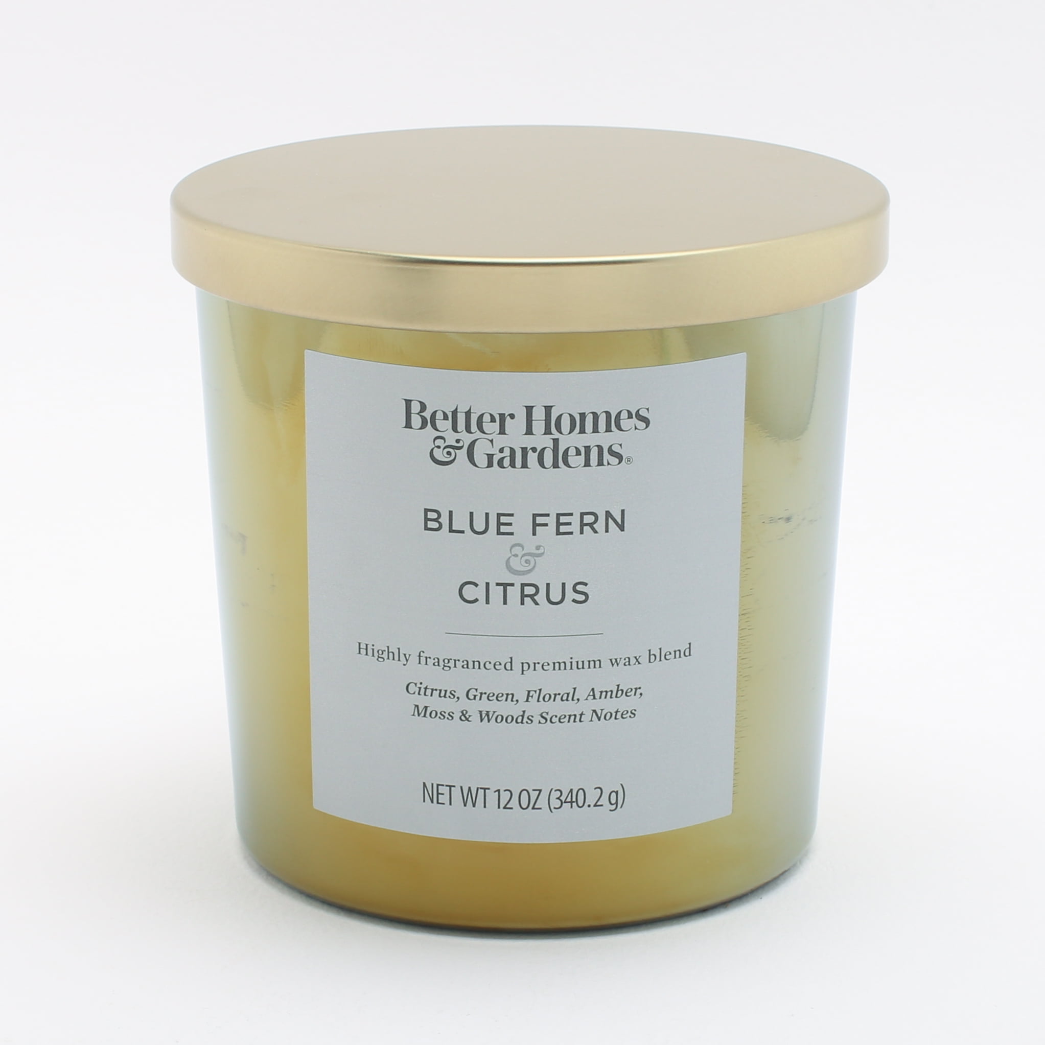 Better Homes & Gardens 12oz Blue Fern & Citrus Scented Iridescent Single-Wick Jar candle