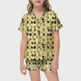 thumbnail image 3 of Easter Pajamas for Kids Girls Button Down Short Set Sleepwear Comfortable Cartoon Print Home Pajamas Set 2 Piece Summer Loungewear 10-11 Years（Yellow）, 3 of 5