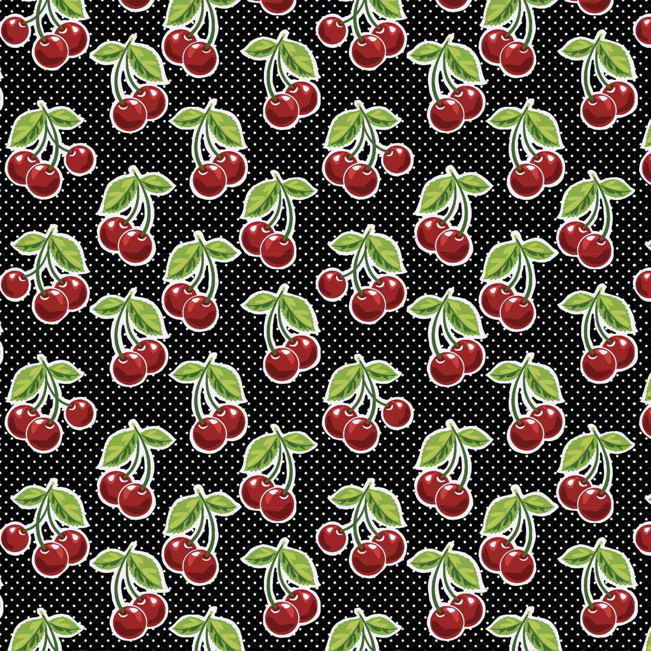 Waverly Inspiration 100% Cotton 18" x 21" Cherries Print Onyx Color Pre-cut Fat Quarter, 1 Each