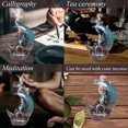thumbnail image 3 of Paokuoon Crescent Moon Backflow Incense Holder Home Incense Burner Crescent Moon Backflow Incense Holder with 20 Incense Cones Lotus Leaf Fountain Ceramic, 3 of 6
