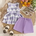 thumbnail image 5 of Baby Girl Comfortable And Breathable Set Summer Sweet Printed Bow Sleeveless Top Shorts Two Piece Set, 5 of 6