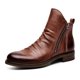 thumbnail image 2 of Botas de hombre con suela antideslizante y cremallera de doble cara, botas con borlas, botas de cuero para hombre, talla grande, 2 of 6