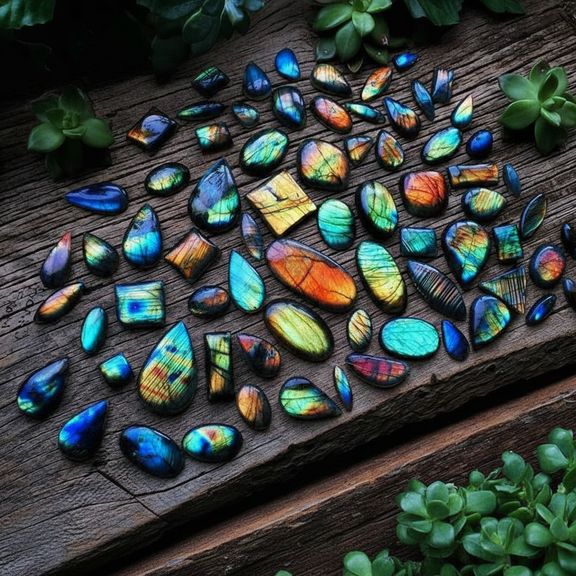 300 Carats Wholesale Parcel - Natural Labradorite Gemstone Cabochons For Jewelry Making - Loose Gemstone Cabochons