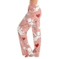 thumbnail image 2 of Valentines Women Comfy Casual Pajama Pants Holiday Elastic Waist Cute Valentine's Day Pajama Pants Drawstring Jogger Wide Leg Athletic Pants, 2 of 7