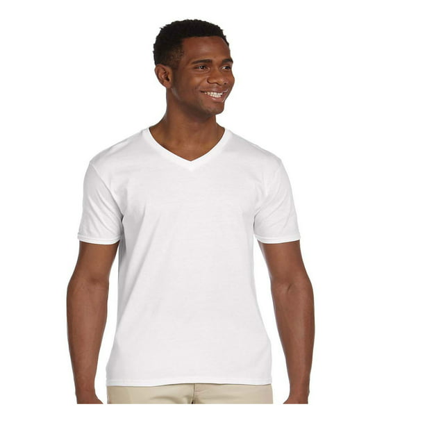 Gildan Men's Softstyle Preshrunk Heather V-Neck T-Shirt, Style G64V00 ...
