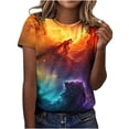thumbnail image 2 of Summer Dresses for Women GaThRRgYP Womens Tunic Tops,Women's and Men's Casual Print Short Sleeve Round Neck Top Multicolor M, 2 of 6