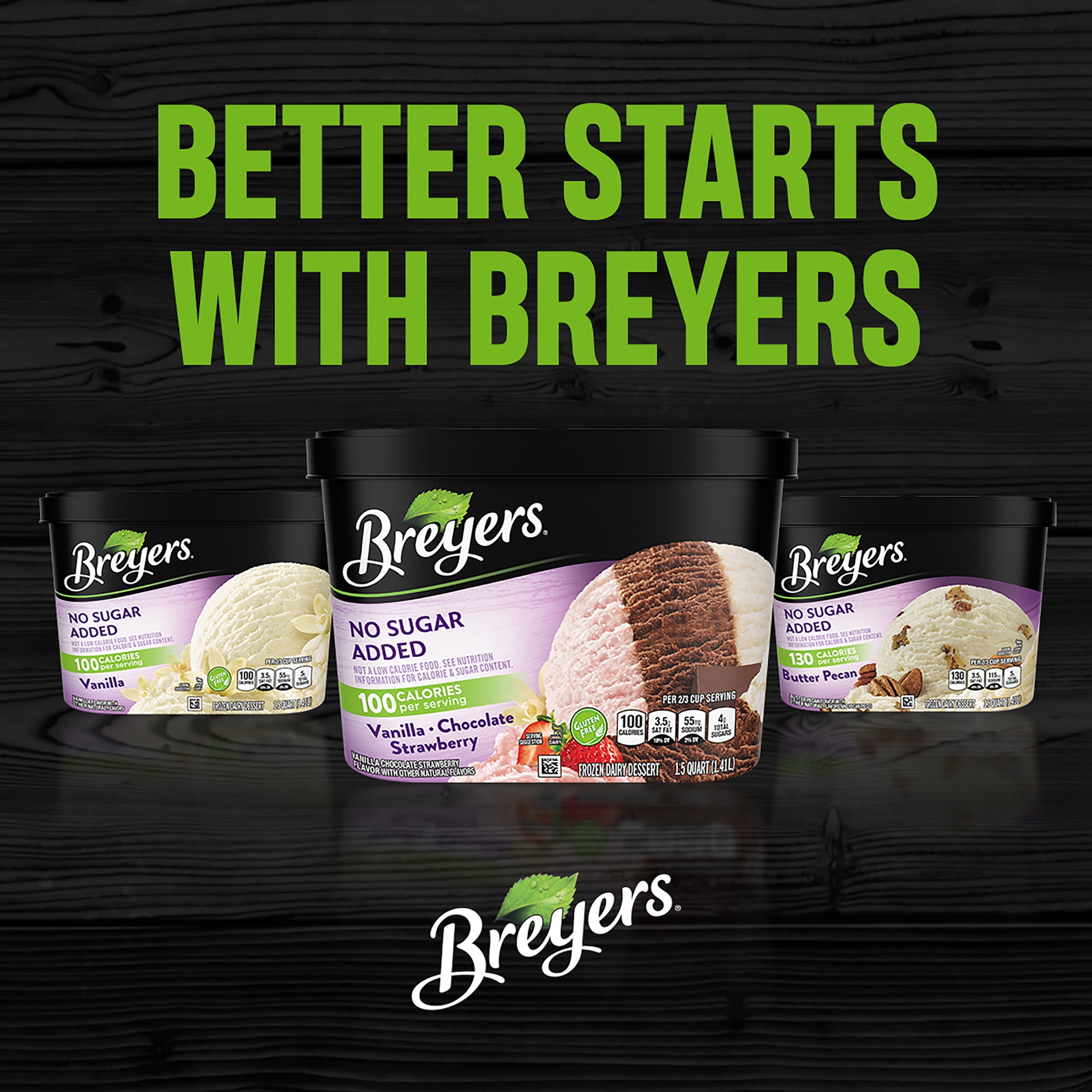 Breyers No Sugar Added Vanilla Ice Cream Frozen Desserts, 1.5 Qt