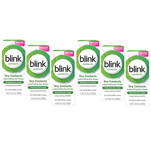 Amo Blink Contacts Lubricant Eye Drops For Soft And RGP Lenses - 0.3 Oz (10 Ml), 6 Pack