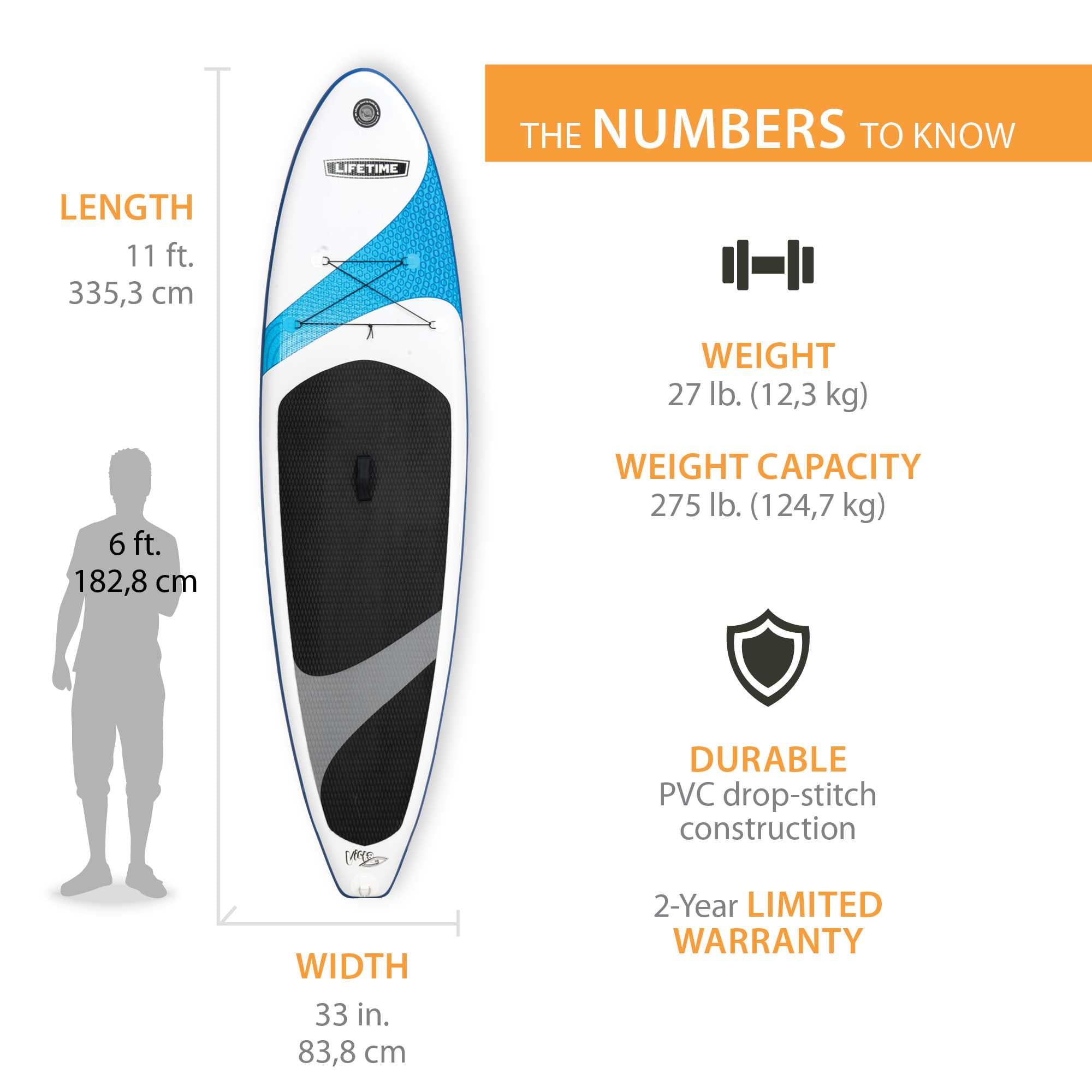 Lifetime Vista 11 ft Inflatable Stand-Up Paddle Board with Paddle (90934)