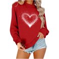 thumbnail image 2 of Zedker Women's Hoodless Sweatshirt Valentines Days Women Heart Grahic Long Sleeve Crewneck Shirt Casual Valentines Gifts Pullover Tops Red XL, 2 of 6