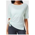 thumbnail image 4 of Womens'S Sheer Off the Shoulder Pullover Mesh Workout Long Sleeve T Shirt Green XXXL, 4 of 8