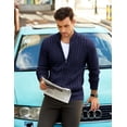 thumbnail image 4 of COOFANDY Men's Full Zip Cardigan Sweater Slim Fit Cotton Cable Knitted Zip Up Sweater with Pockets, 4 of 6