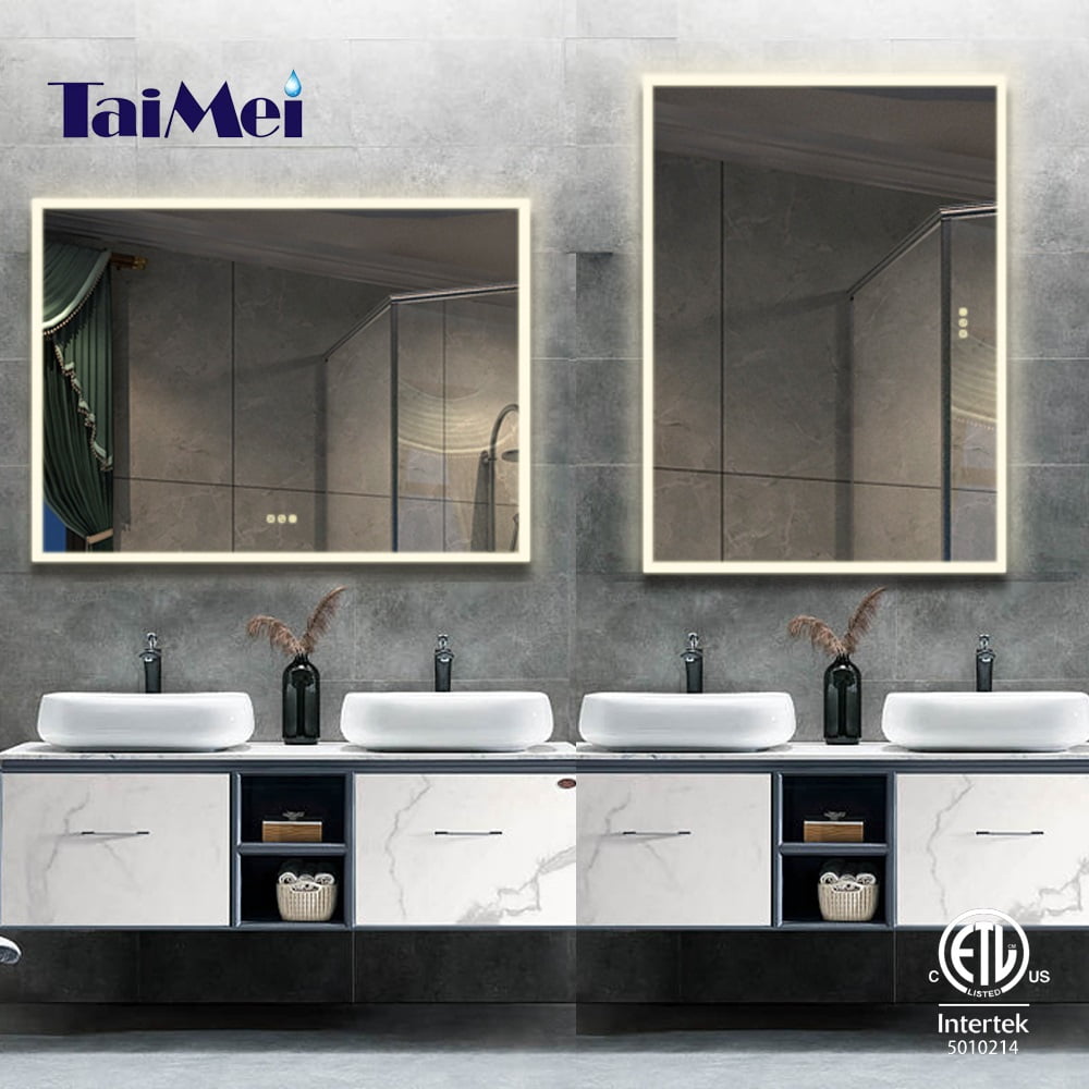 Taimei Frameless LED Light Mirror 48" W x 36" H x 1.5 D(MC04-4836SF2) Beveled edges, Touch Screen power on/off, Defogger, elegant design by FOCA US