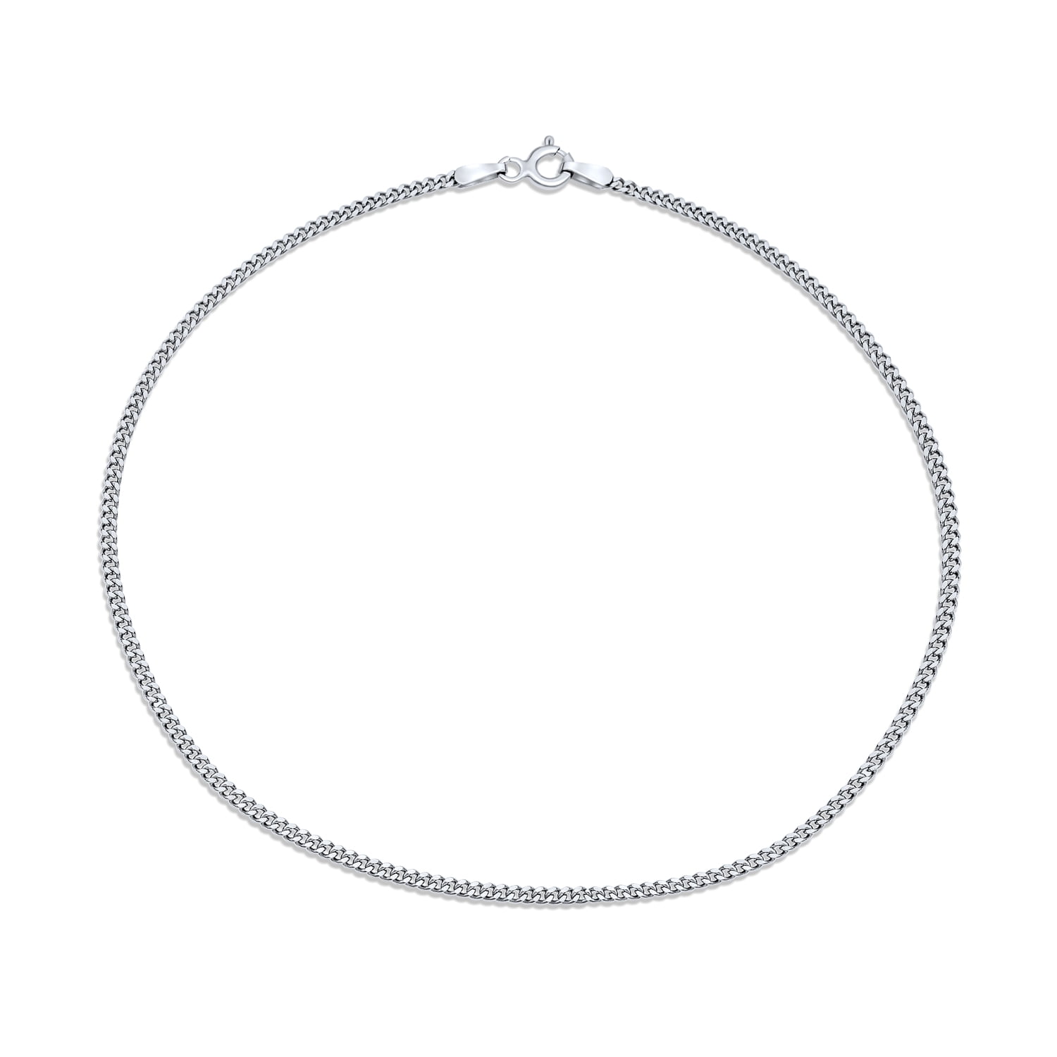 Bling Jewelry Womens Miami Cuban Curb Chain Link Anklet Ankle Bracelet 2MM Sterling Silver 9"